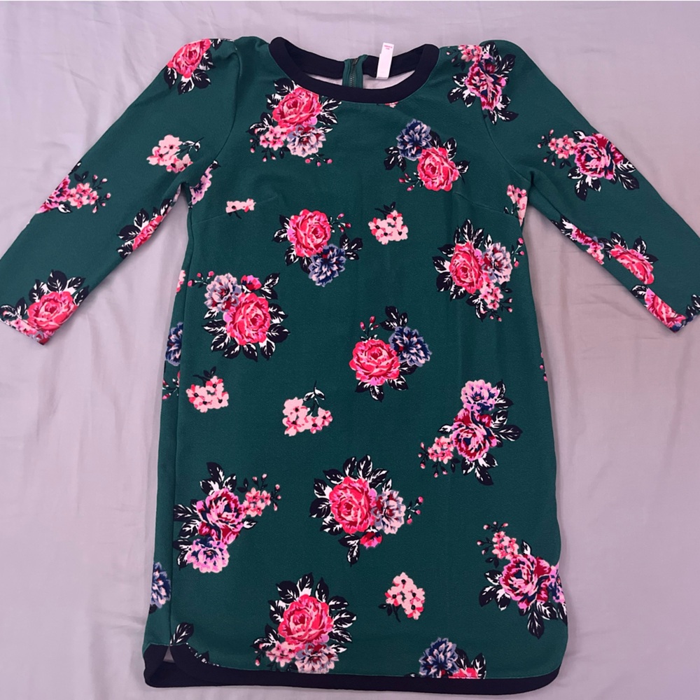 Target | Xhilaration | Green Pink Floral 3/4 Sleeve Dress